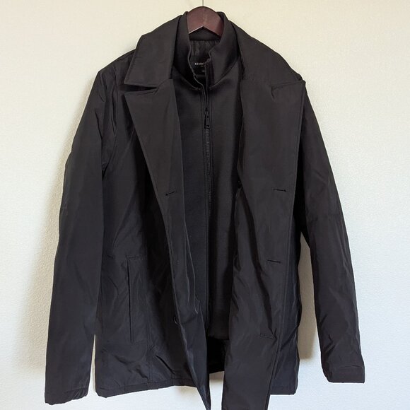 Kenneth Cole Men's Double Breasted Winter Rain Peacoat Removable Bib Black L - Picture 5 of 13